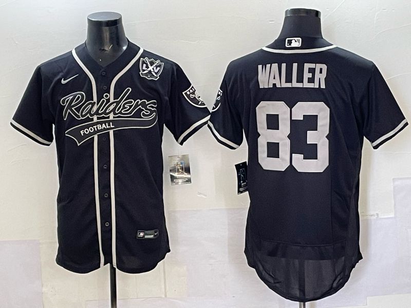 Men 2025 Oakland Raiders #83 Waller black Joint Name Nike Elite NFL Jersey style 07